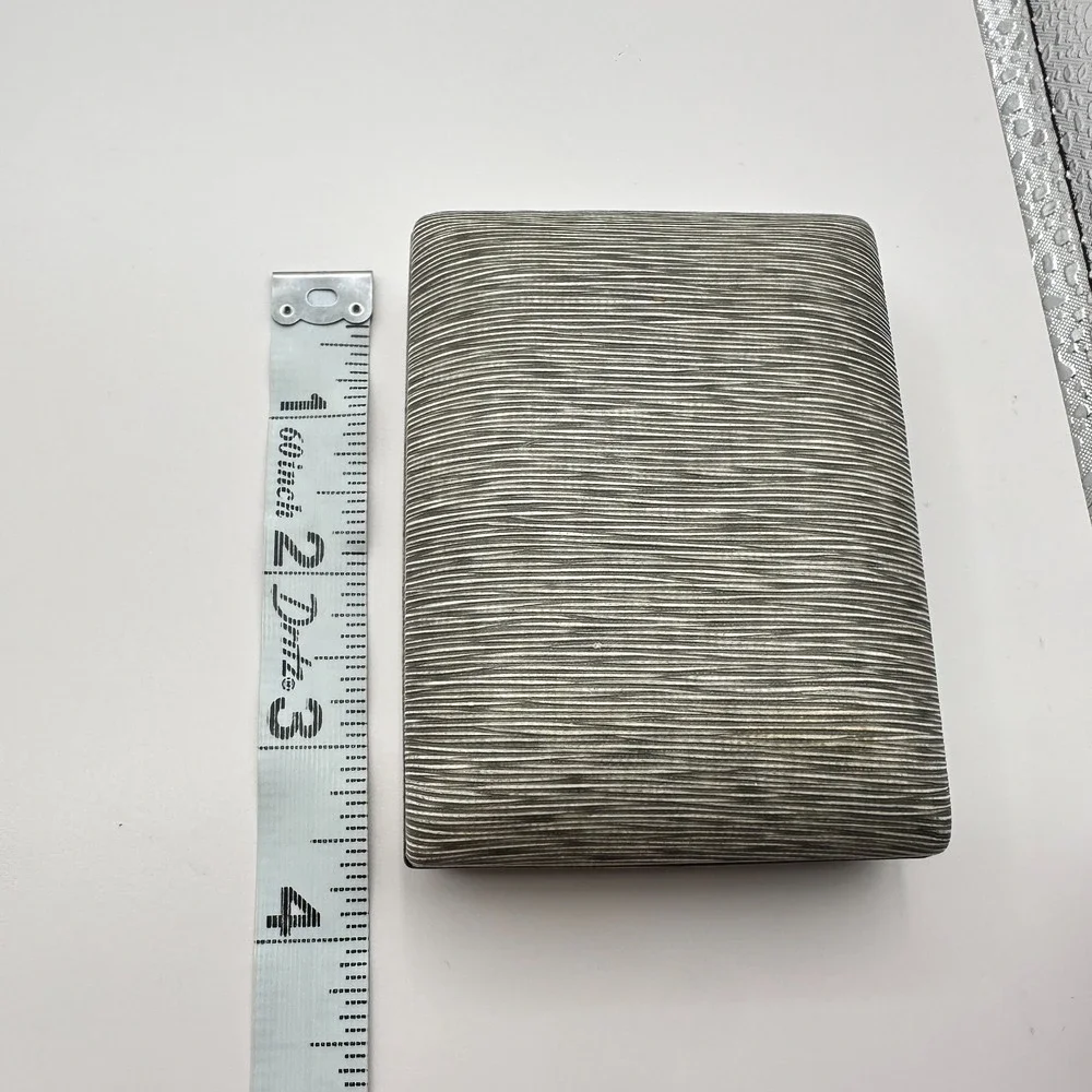 Vintage 80s Krementz Grey Textured Silk Presentation Box Gold Tone Trim Jewelry